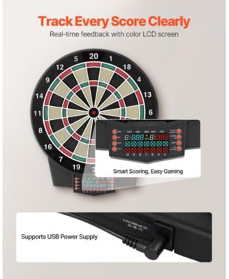 Electronic Dart Board, 15.5" Dartboard with 43 Games, 320+ Variations, Color LCD Scoring and Soft Tip Darts for Up to 8 Players