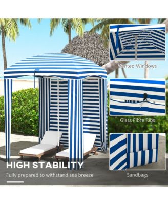 Beach Cabana Umbrella with Bag, Windows, Stripe