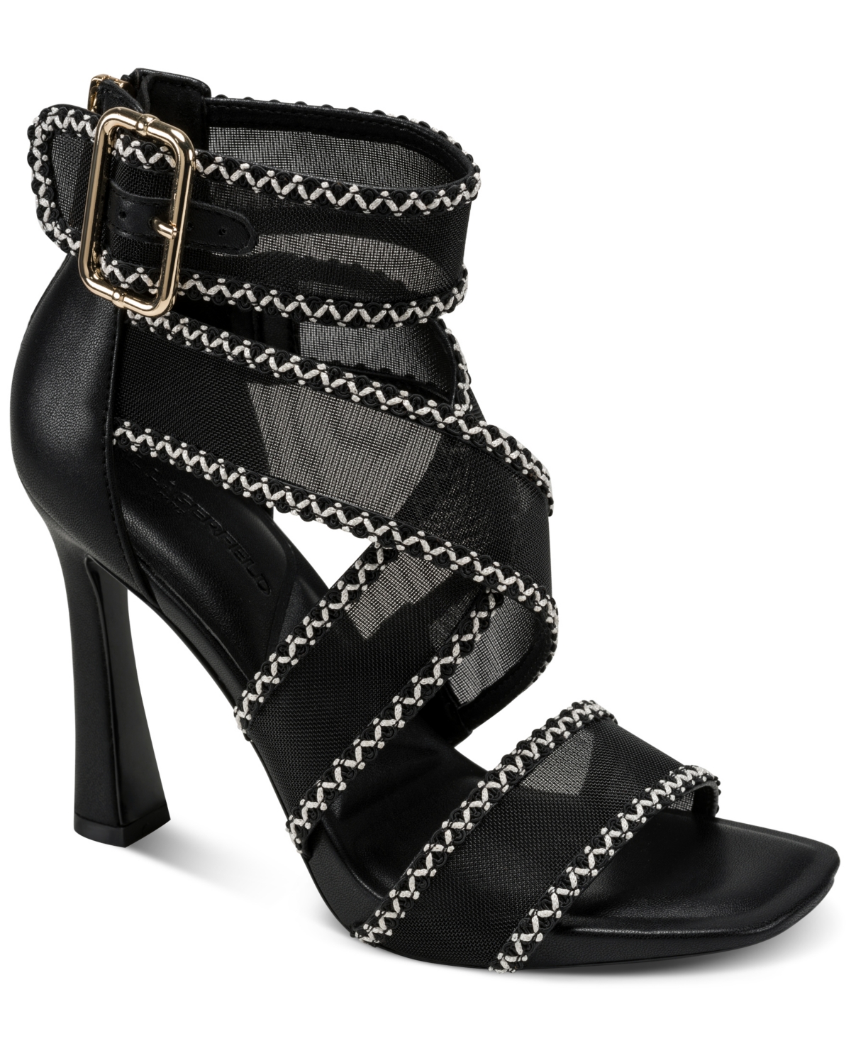 Karl Lagerfeld Paris Women's Careliz Trim Ankle Heel Sandals