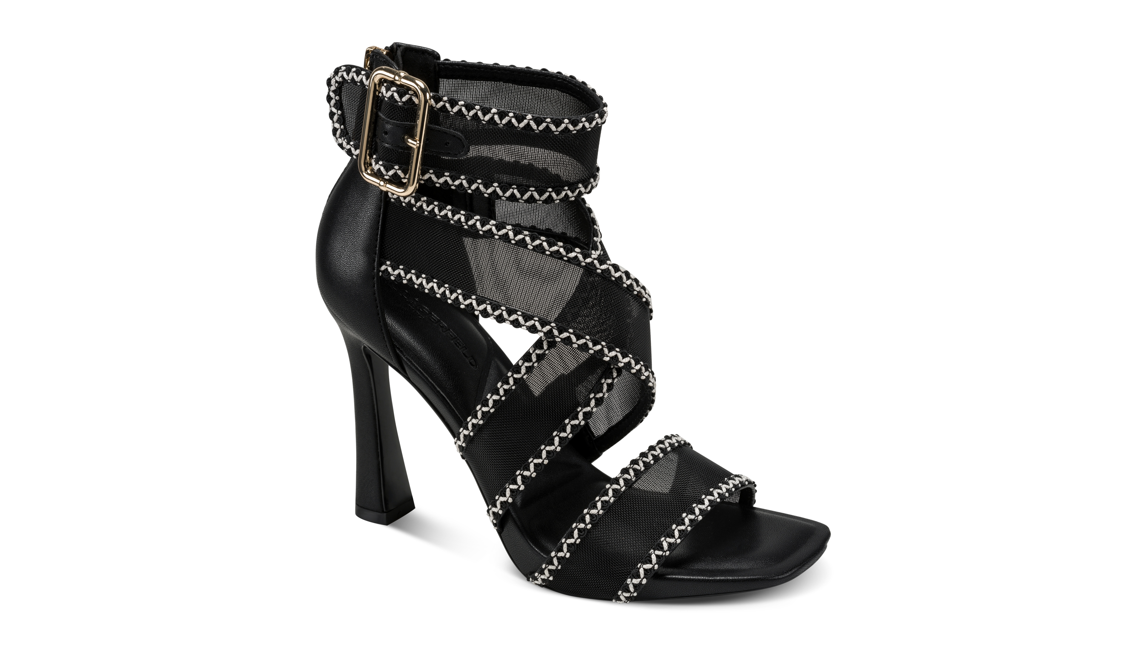 Karl Lagerfeld Paris Women's Careliz Trim Ankle Heel Sandals