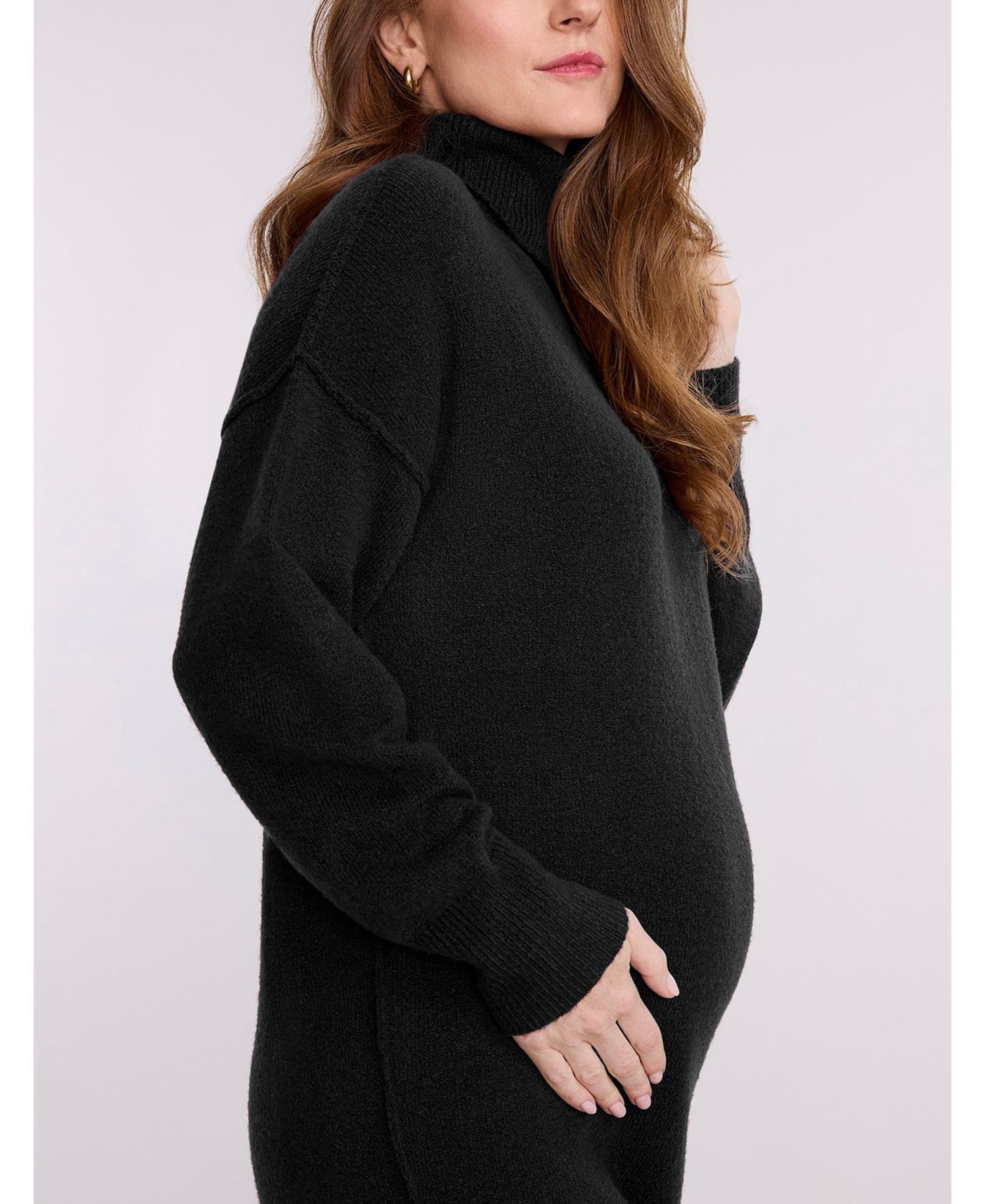 Women's Motherhood Long Sleeve Turtleneck Sweater Tunic Dress - Motherhood