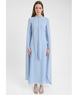Women's Modest Chiffon Dress Maxi With Cape Style