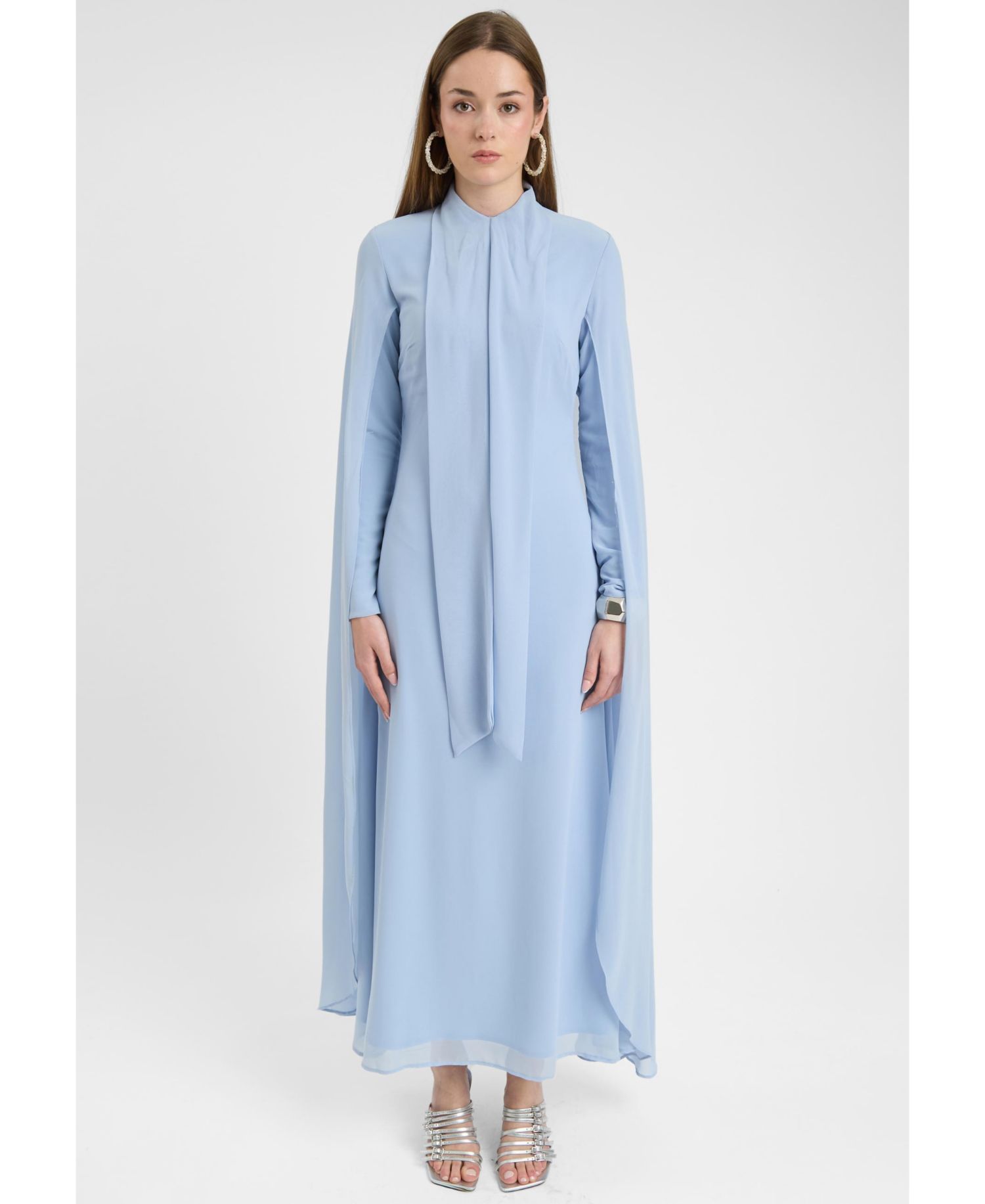 Women's Modest Chiffon Dress Maxi With Cape Style
