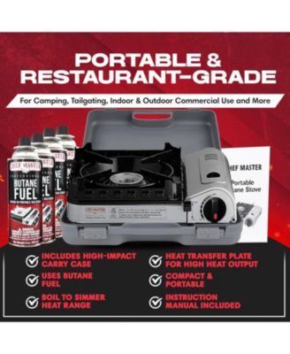 15,000 BTU Butane Portable Camp Stove and Ignition for Emergencies, Hiking,  Camping Essentials.
