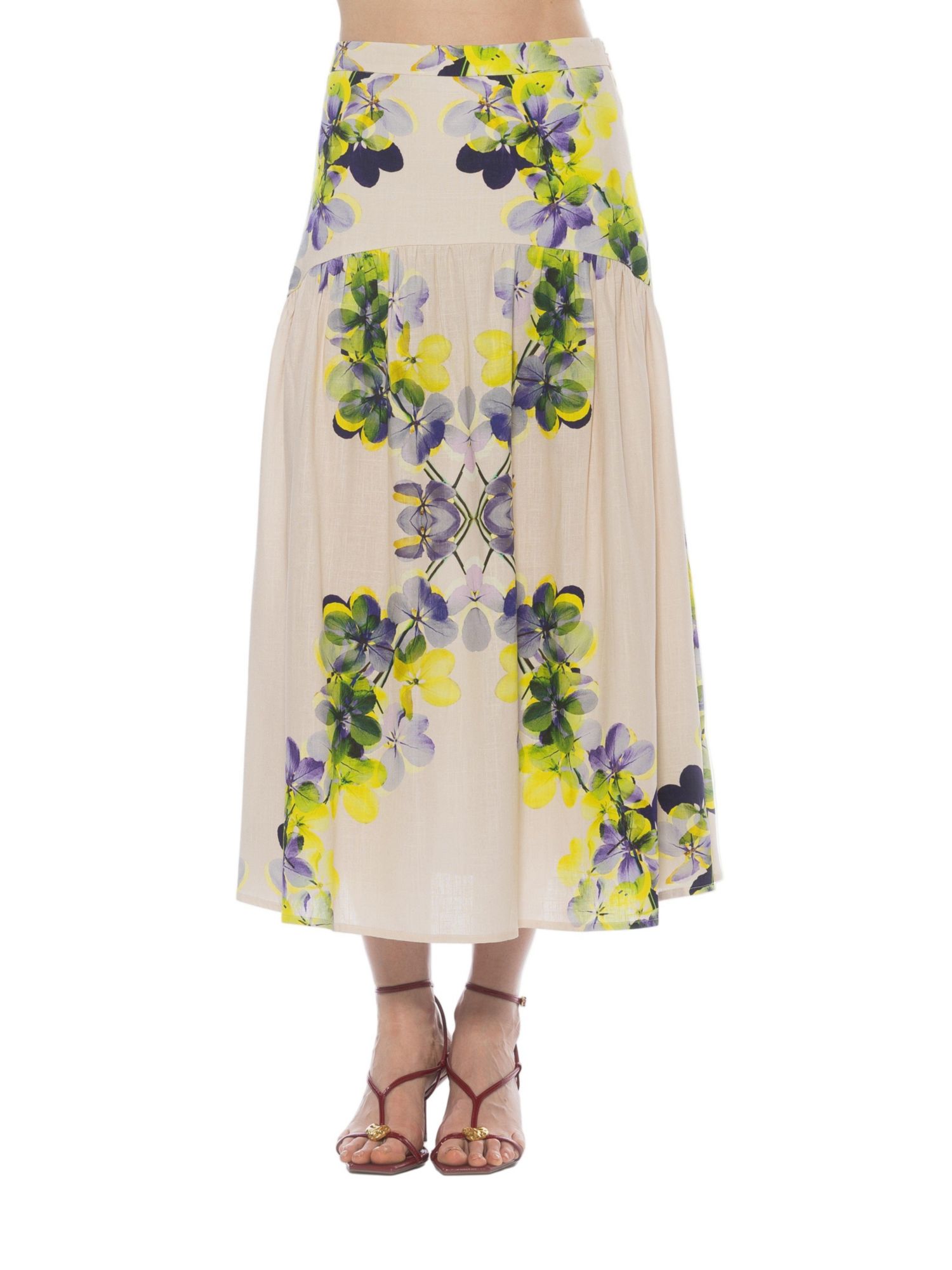 Women's Michel Dropped Waist Midi Shirred Skirt