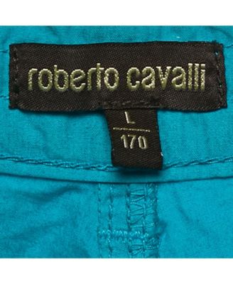 Women's Blue Cotton Cargo Bermuda Shorts