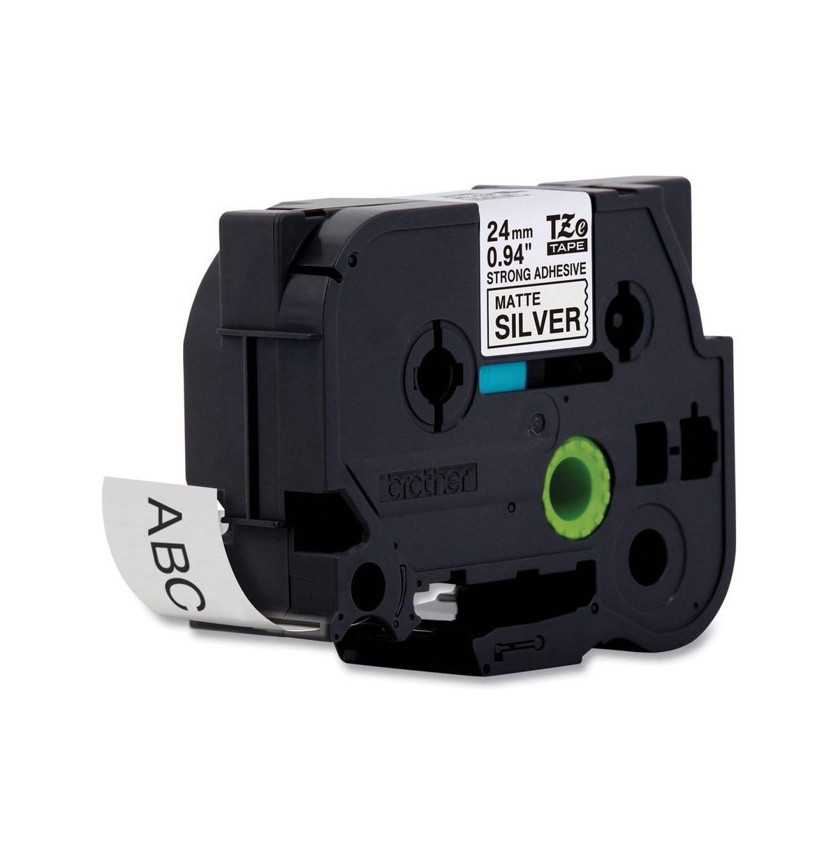 Brother P-Touch TzES951 0.94 in. x 26.2 ft. TZ Extra-Strength Adhesive Laminated Labeling Tape - Black on Matte Silver