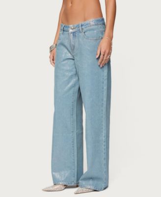 Women's Jenney Shiny Low Rise Baggy Jeans