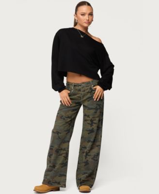 Women's Quincy Studded Low Rise Baggy Jeans