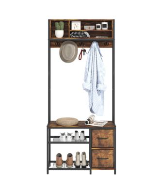 Hall Tree with Bench, 5-in-1 Entryway Bench with Coat Rack,