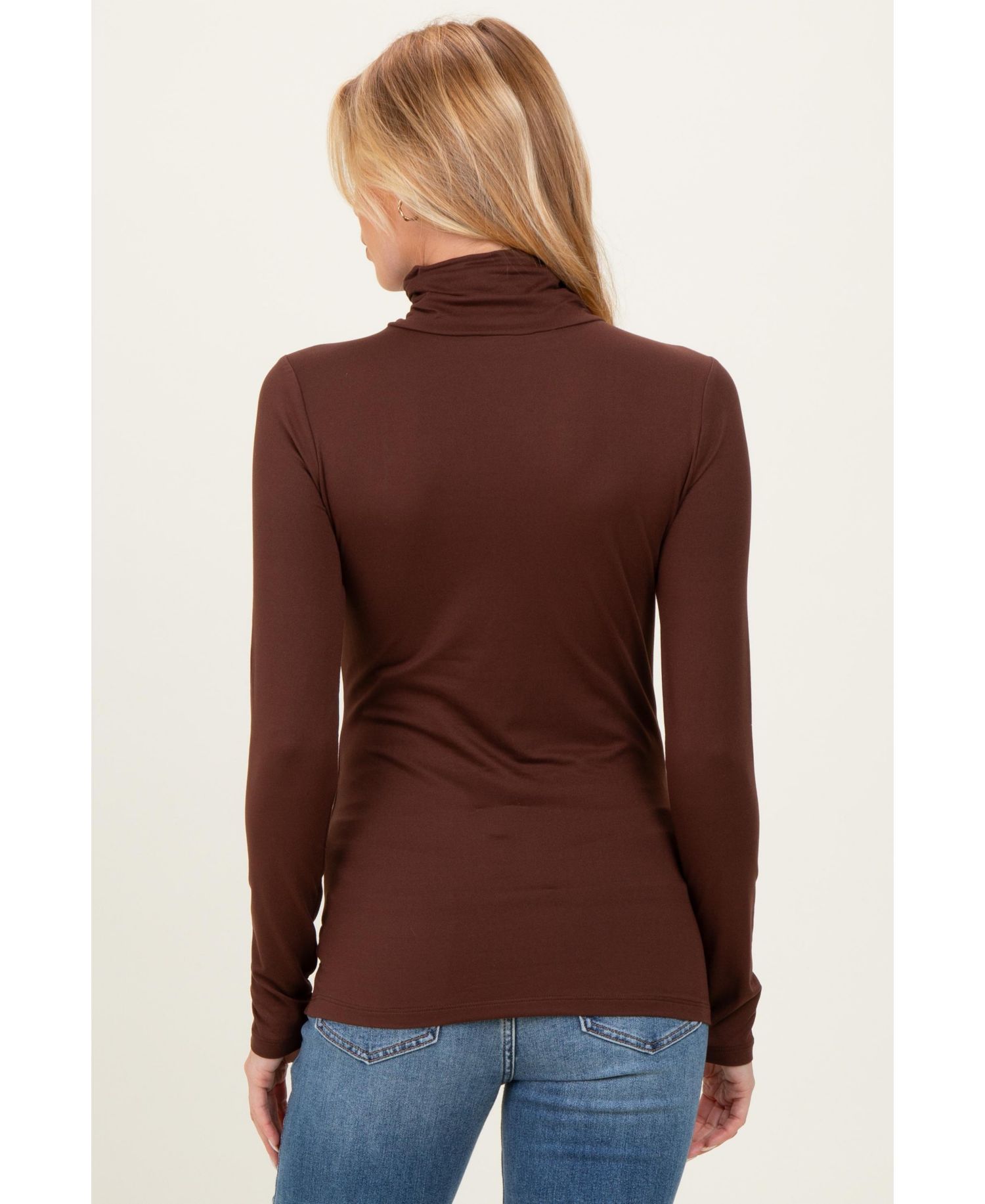 Women's Black Brushed Knit Basic Turtleneck Top