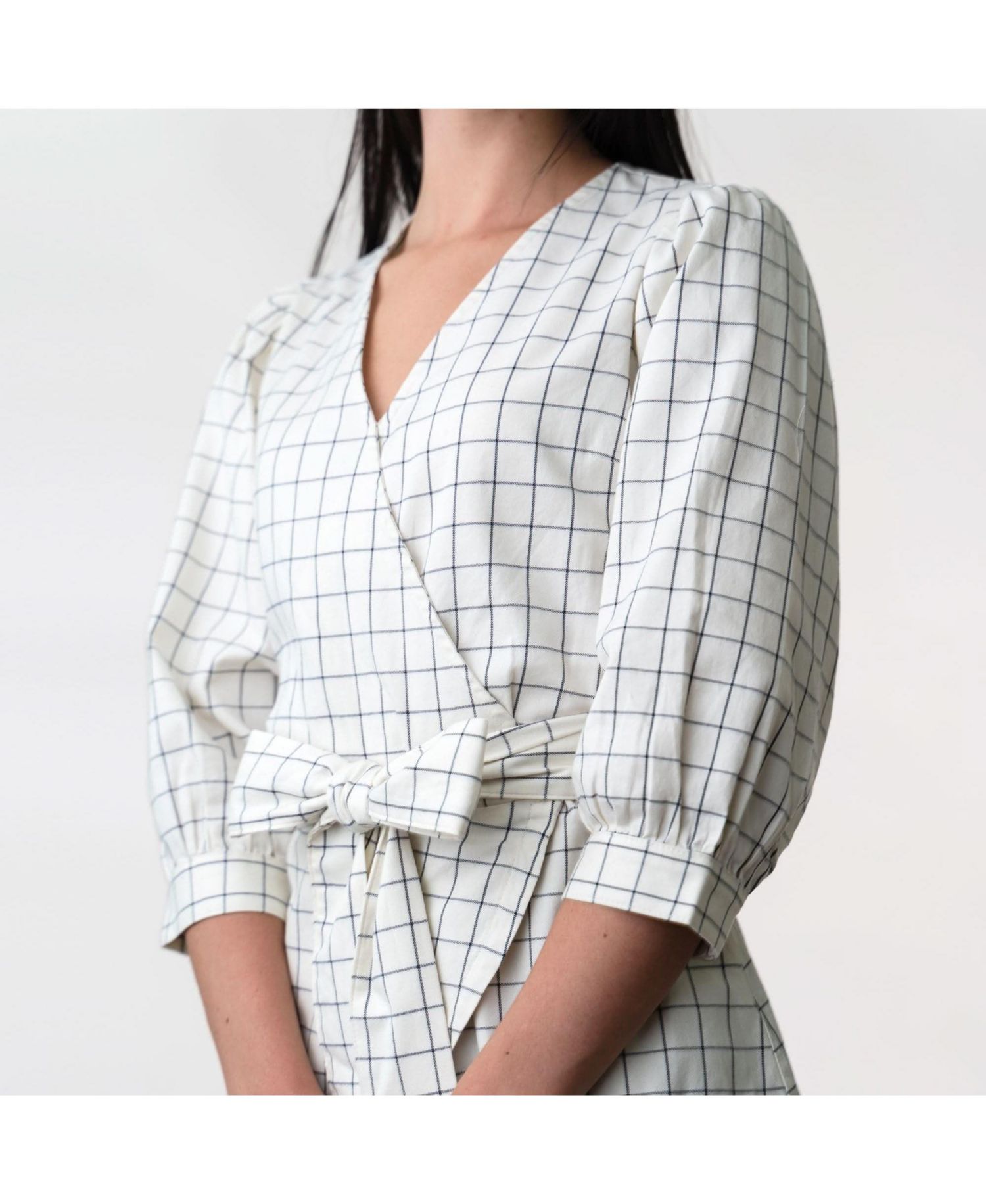 Women's Hope and Henry Puff Sleeve Wrap Top
