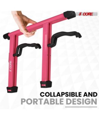 Double Guitar Stand Floor Adjustable A Frame Folding Acoustic Electric Guitars Holder Stands GSS 2N1 PNK