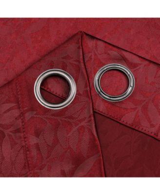 Set of 2 Leeds Floral Leaves Embossed Light Filtering Grommet Top Window Curtain Panels
