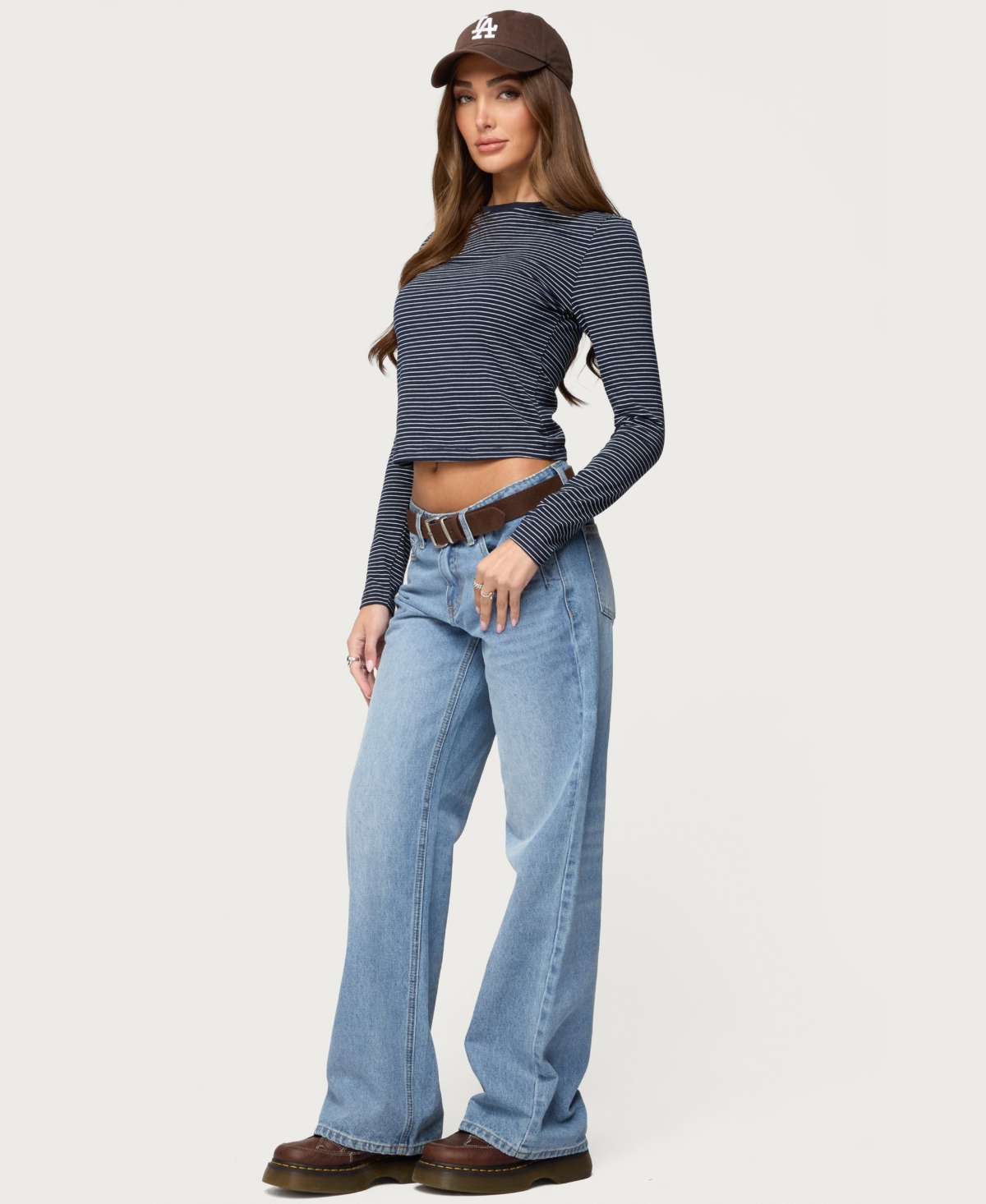 Edikted Womens Brianna Striped Long Sleeve T Shirt