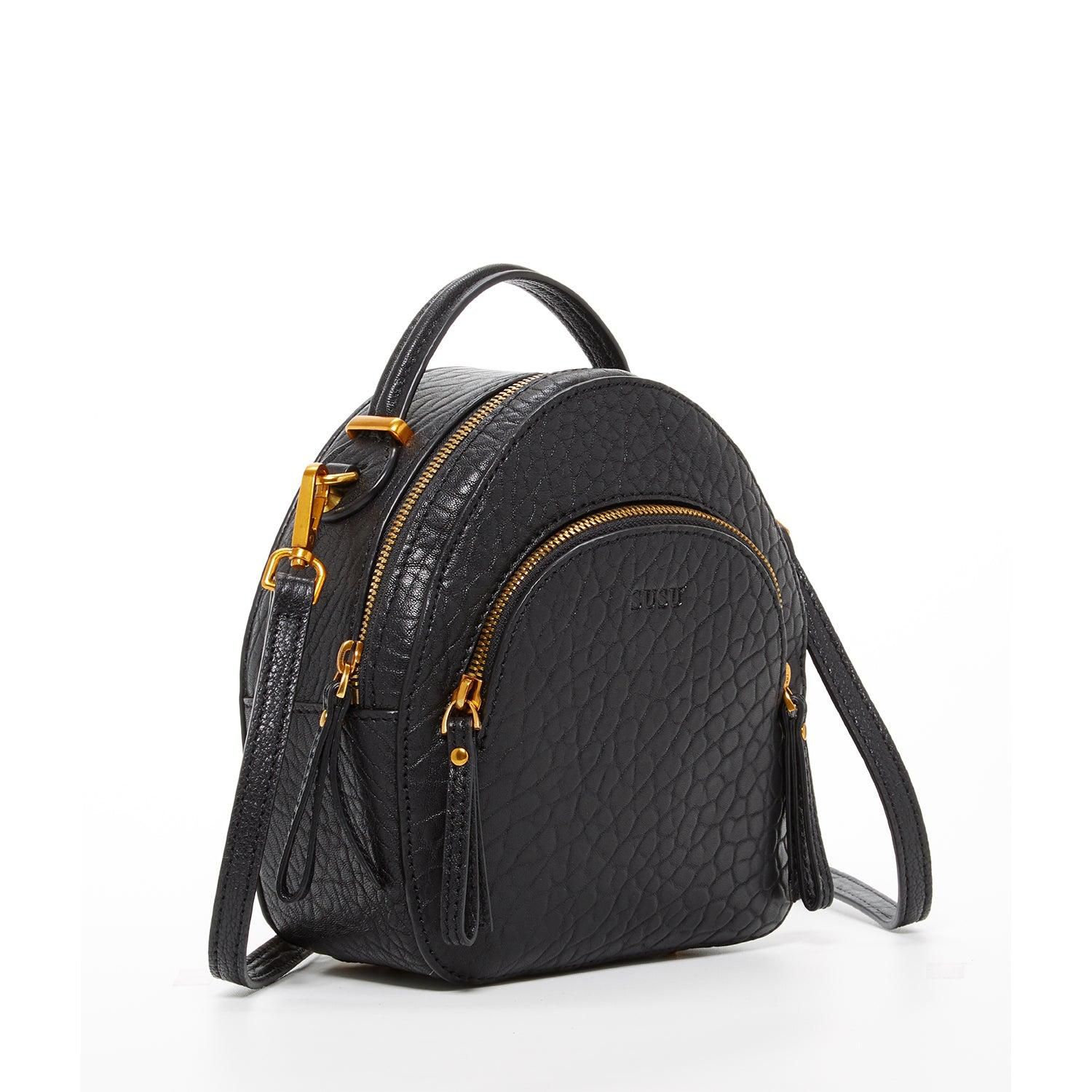 Small Leather Mini Backpack Purse with Convertible Crossbody Straps