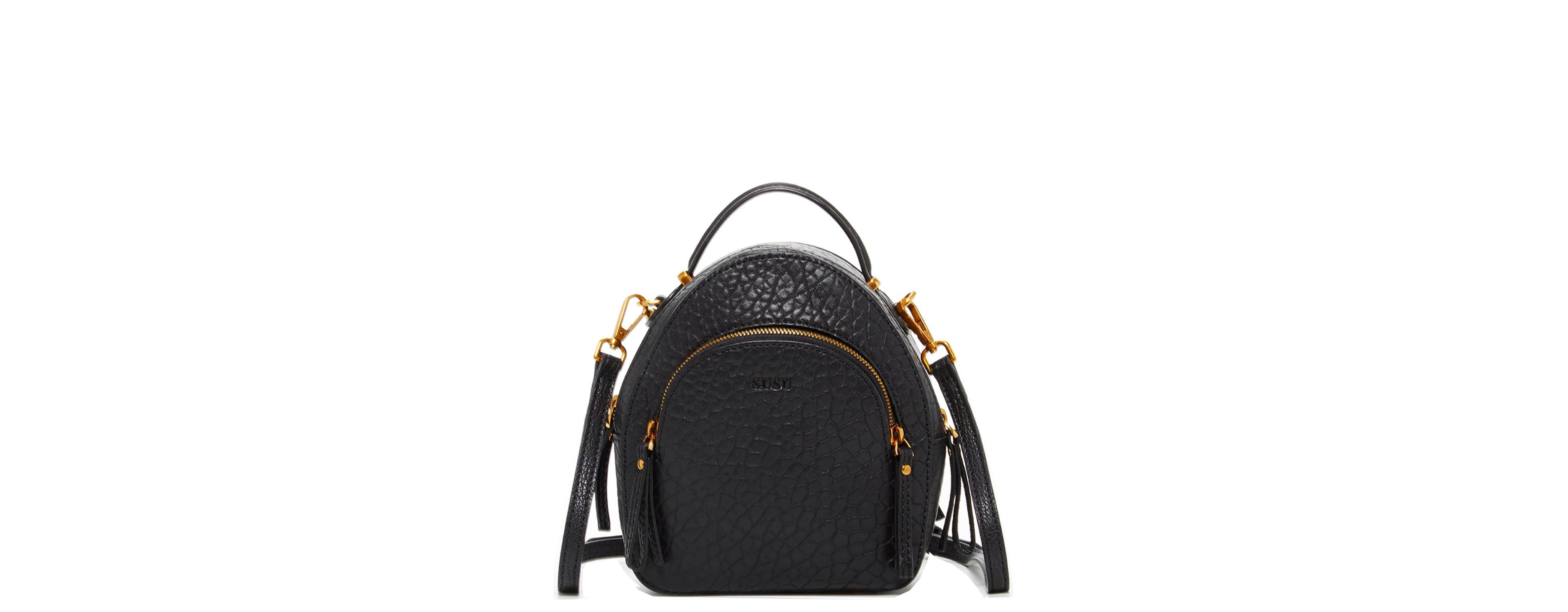 Susu Small Leather Mini Backpack Purse with Convertible Crossbody Straps