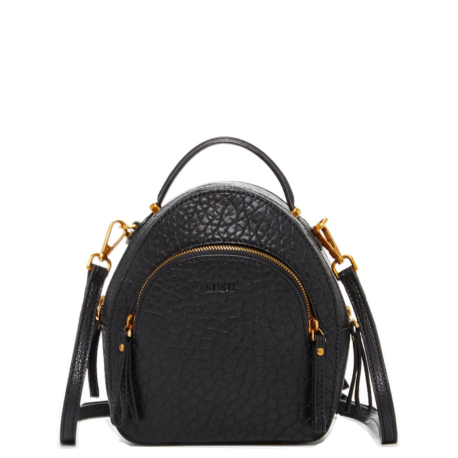 Small Leather Mini Backpack Purse with Convertible Crossbody Straps