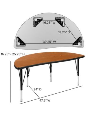 47.5" Half Circle Wave Flexible Collaborative Kids Adjustable Height Activity Table