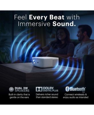 FLIK X20 Smart Projector, 1080p Portable Projector with Google TV Dongle Built-In (White)