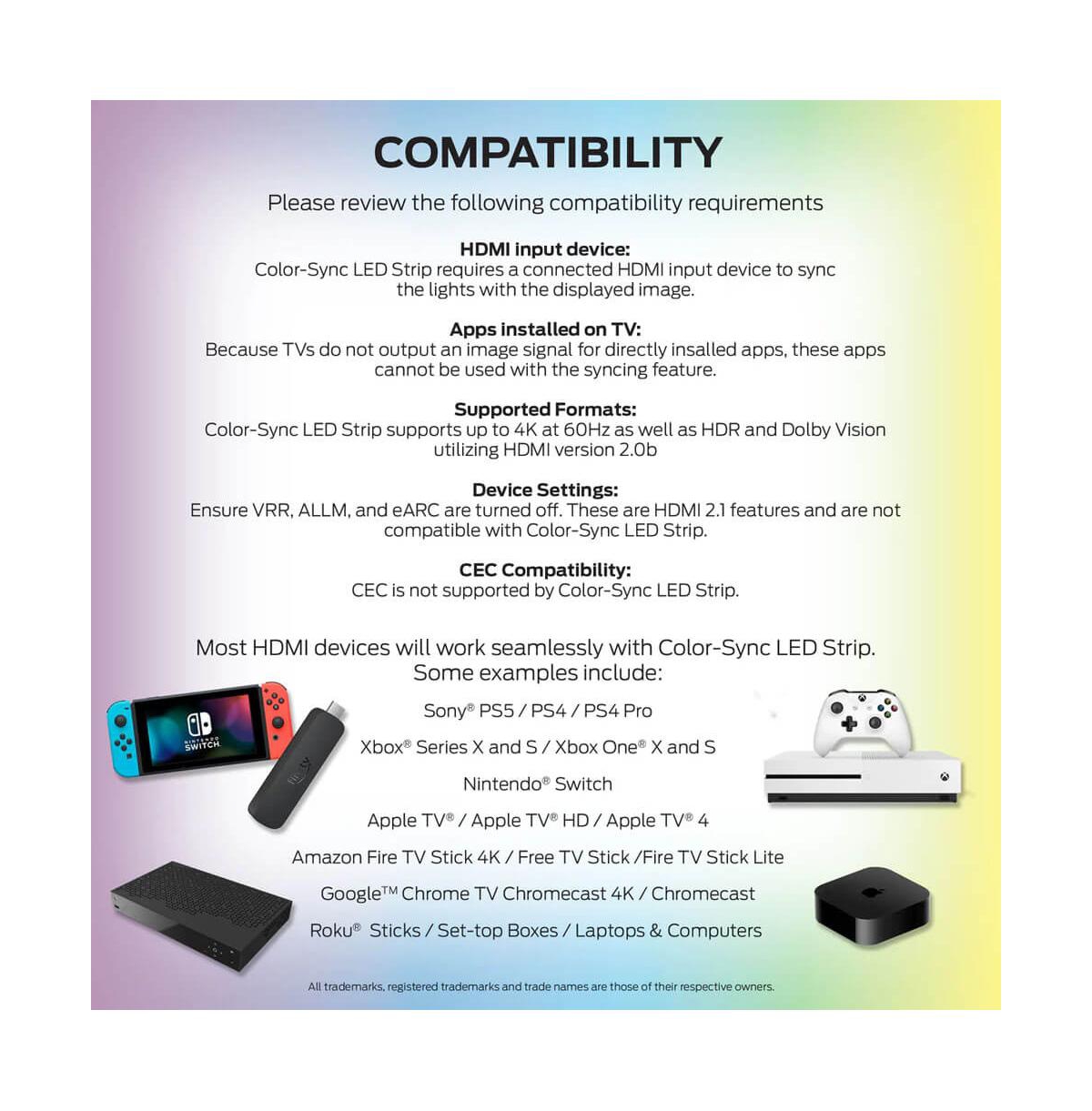 Monster Cable Smart Lighting Hdmi Color Sync Led Strip for TVs Up to 85 Inches