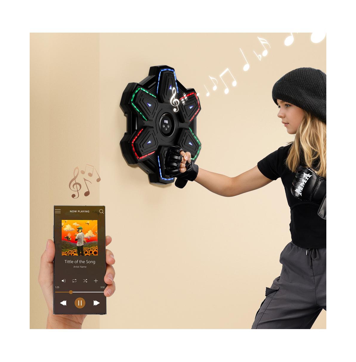 Artudatech Pro Music Boxing Machine with 9 Modes & Led Lights, Wall-Mounted Trainer for Home & Office Fitness
