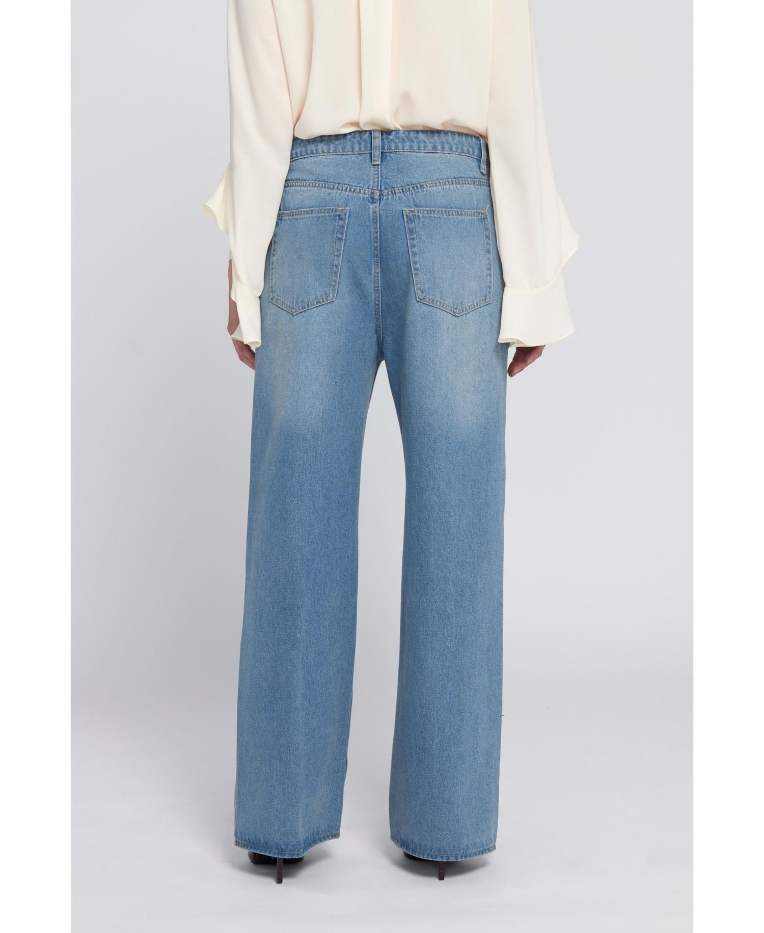 Women's Rhinestone Pocket Jean Wide-Leg Pants