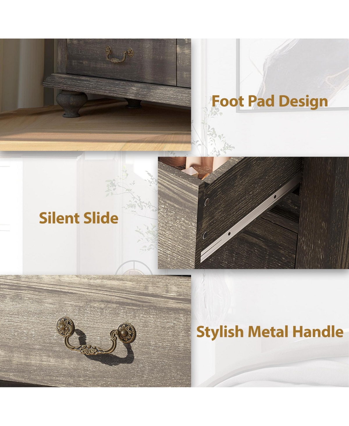 gaomon Dresser for Bedroom, Dressers & Chests of Drawers with 9 Wide Drawers, Tall Dresser with Ornately Carved Metal Handles