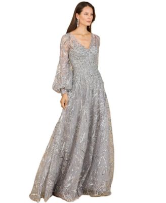 Women's V Neckline Long Sleeve Gown