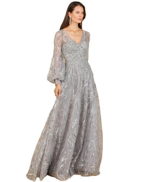 Женские платья Lara V Neckline Long Sleeve Gown, цвет: Серый