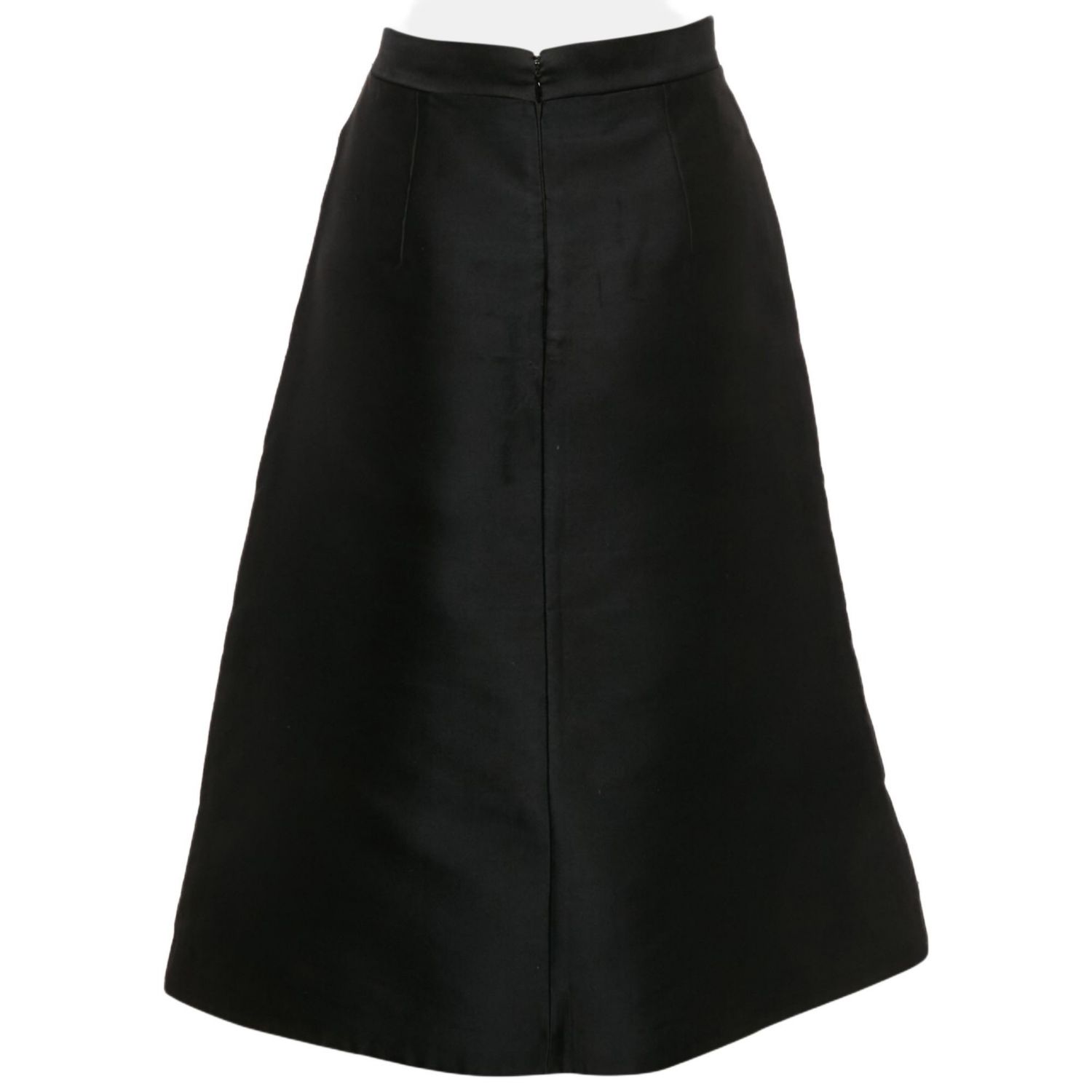 Women's Black Embroidered Silk Blend Midi Skirt