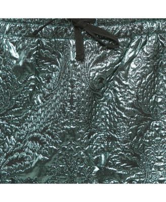 Women's Metallic Blue Patterned Lurex Josa Bis Jac Deluxe Mini Skirt