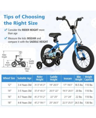 14-Inch Kids Bike with Removable Training Wheels for Ages 3–5 - Navy