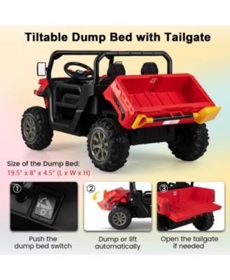 Kids 24V Two Seater Ride On Dump Truck with Remote Control and Electric Lift Bed