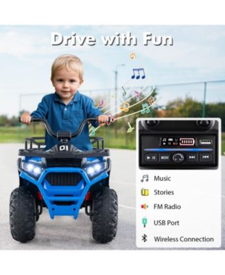 24V Kids Ride On ATV Quad With LED Lights Music FM Radio And Storage Compartment