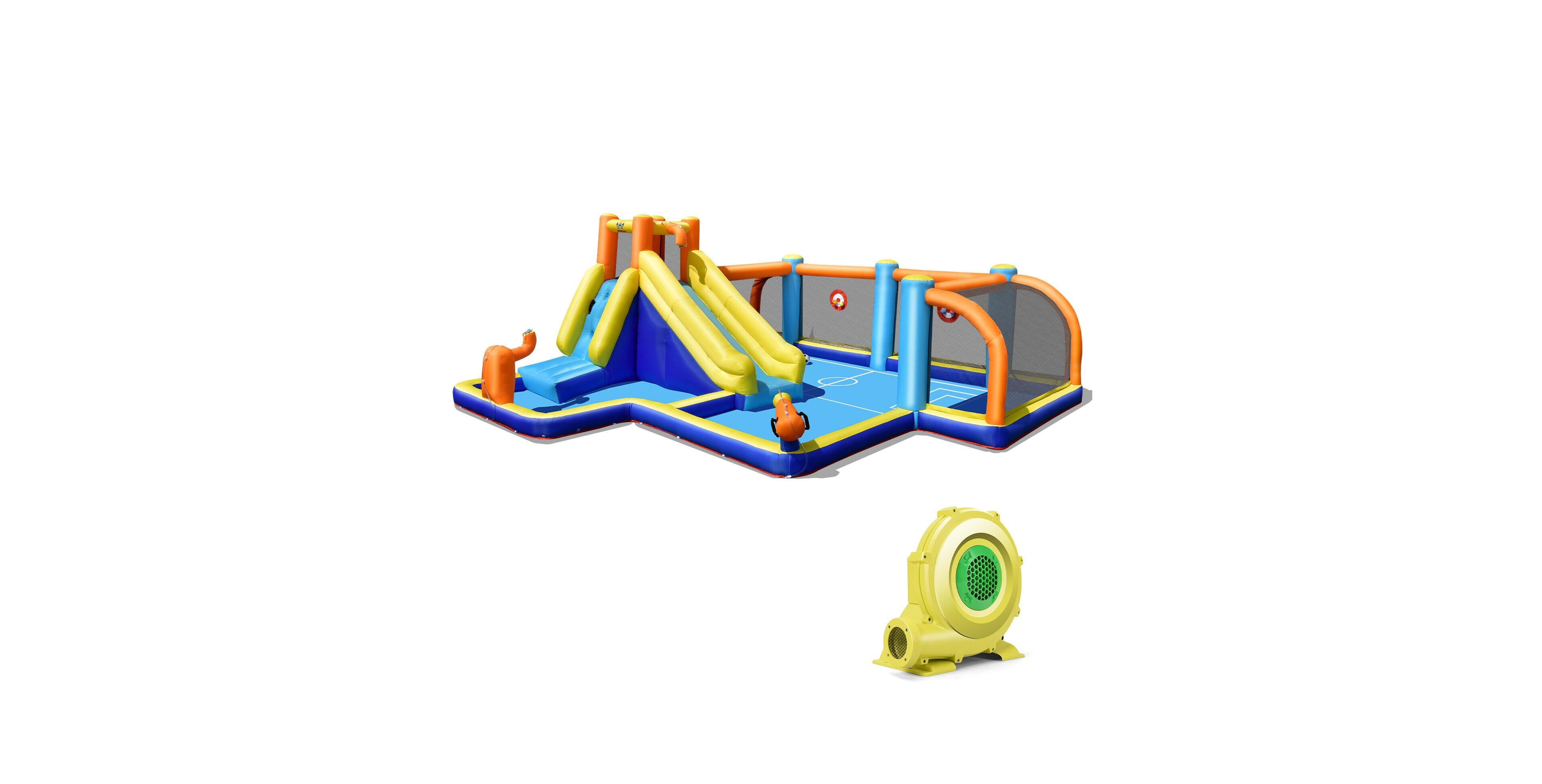 Sugift Givimo Giant Soccer-Themed Inflatable Water Slide with 735W Blower, For Up to 5 Players, Ages 3-12