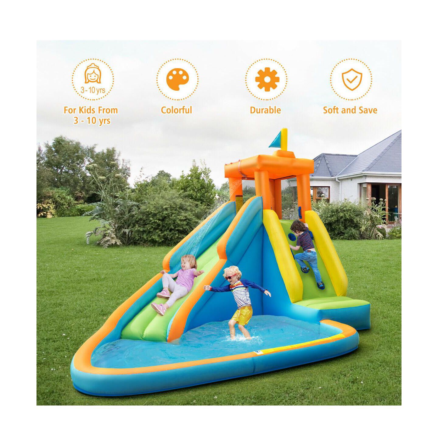 Детская игрушка GIVIMO Inflatable Water Slide Bounce House with Splash Pool, Ages 3+, цвет: Зелёный — фото 7