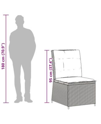 Reclining Patio Sofa Brown PE Rattan Single seat