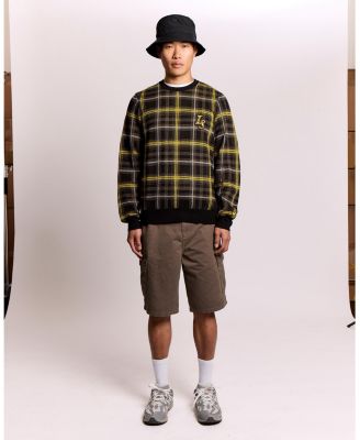 Men's Ribbed Jacquard Tartan Crew Neck