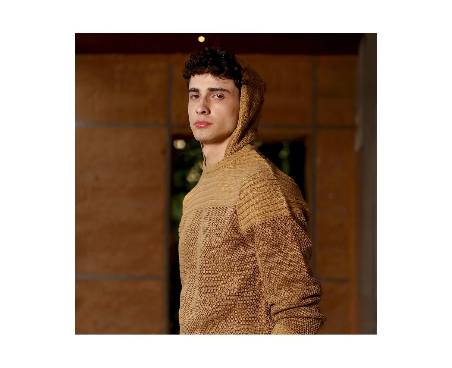 Men's Men's Hive-Jacquard Knit Hooded Sweater