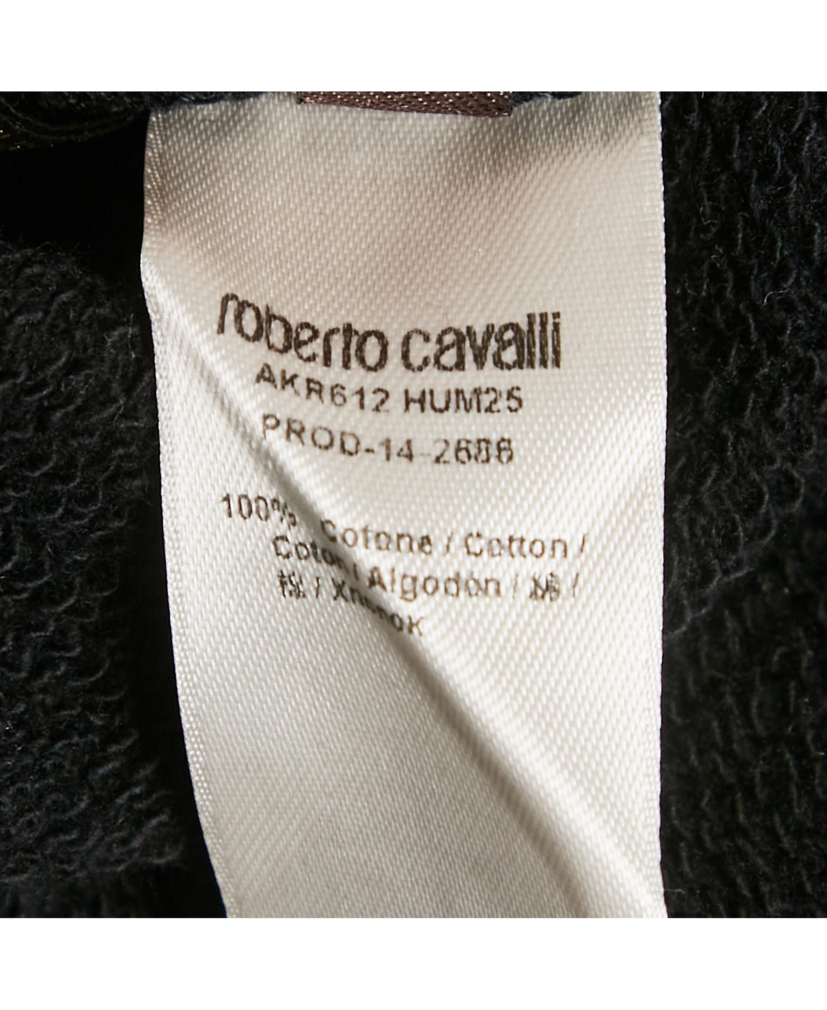 Pre-Owned Roberto Cavalli Women's Black/green Printed Cotton Sweatshirt