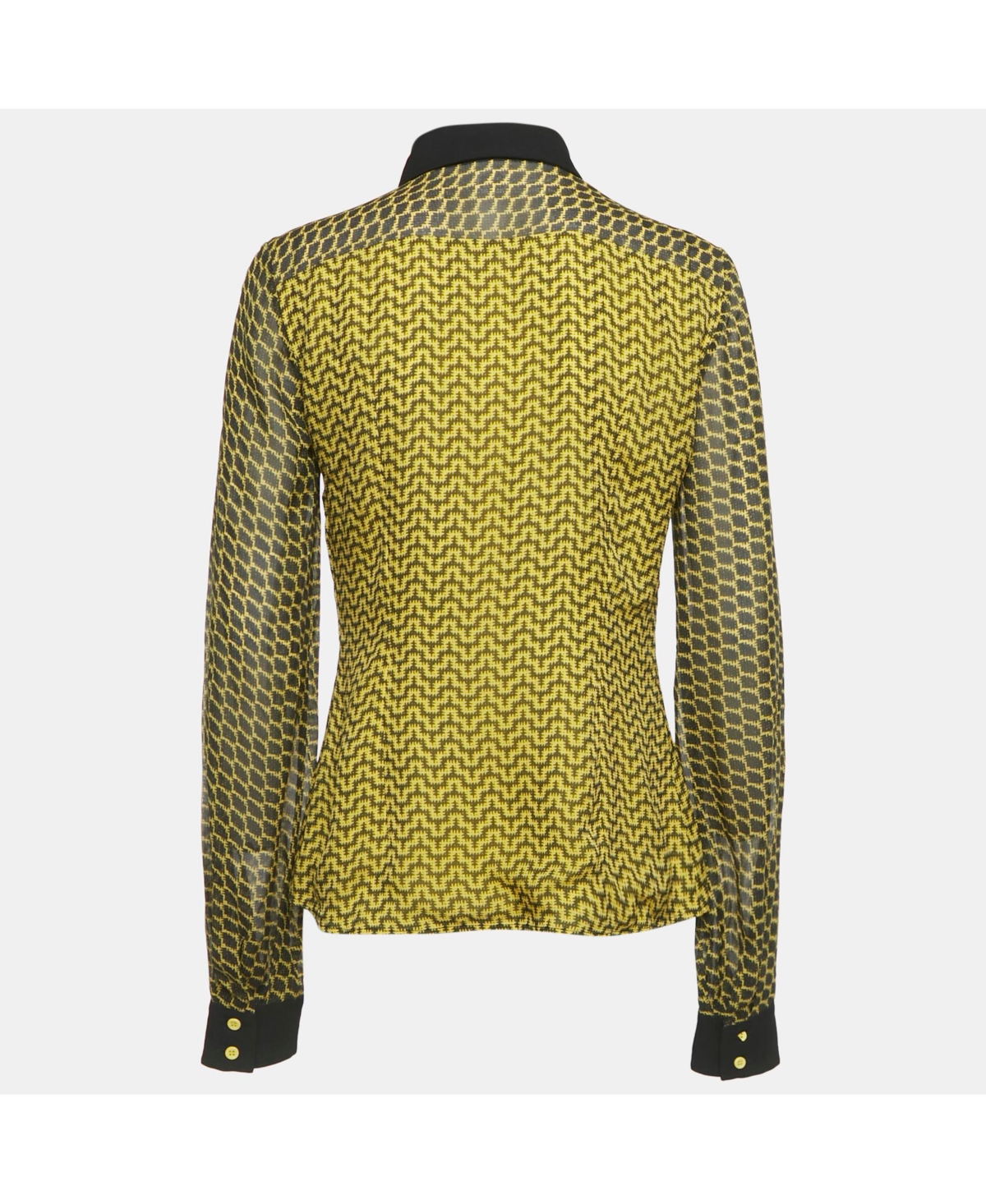 Pre-Owned Versace Women's Collection Yellow Printed Silk Shirt
