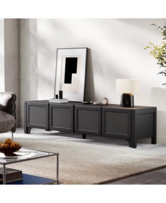 70-Inch Modern TV Stands Wood Media Console with Leather-Wrapped Door Panels for Living Room & Bedroom