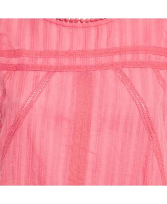 Women's Pink Cotton Lace Trimmed Sleeveless Top