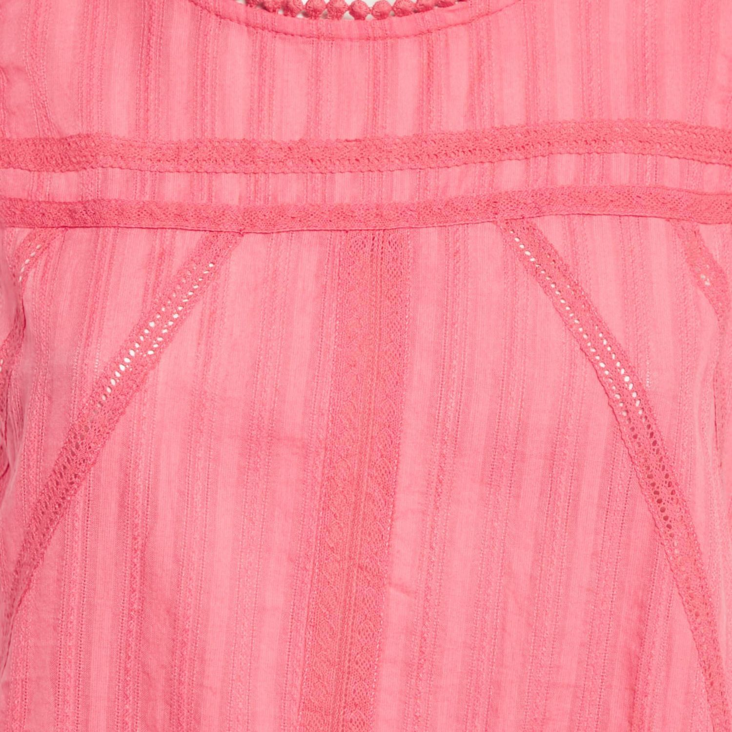 Women's Pink Cotton Lace Trimmed Sleeveless Top