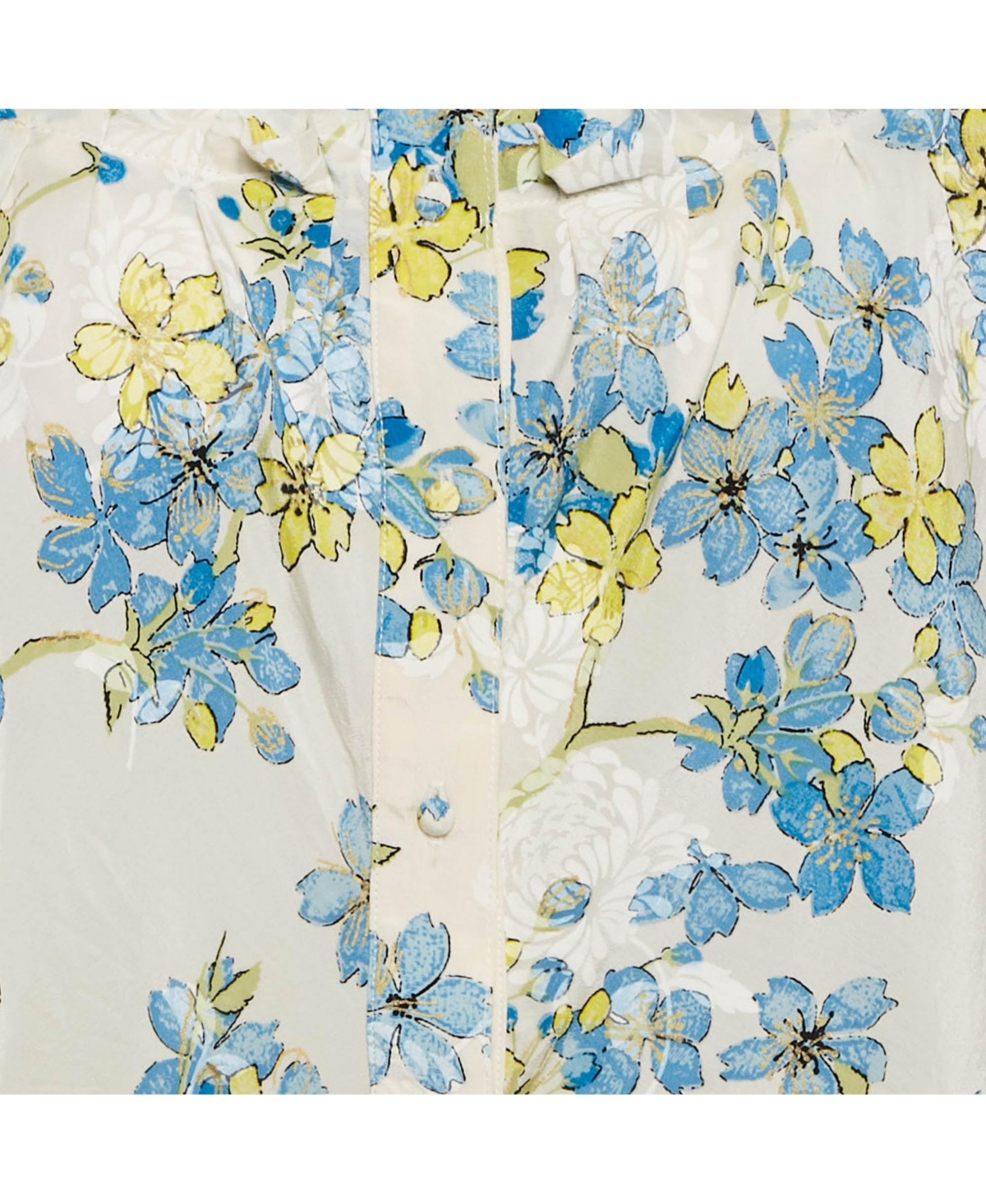 Pre-Owned Roberto Cavalli Women's White/blue Floral Print Silk Ruffled Blouse