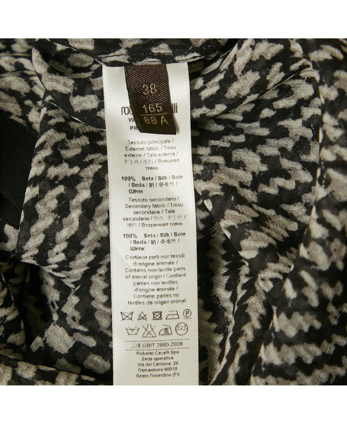 Pre-Owned Roberto Cavalli Women's Black Silk Monochrome Sheer Blouse