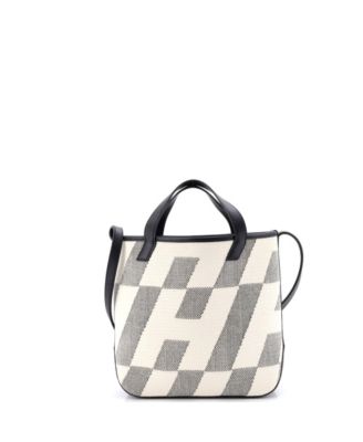 27 Cabas H en Biais Tote Canvas with Leather