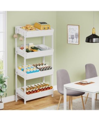 Wood Fruit and Vegetable Basket Stand Rack for Kitchen