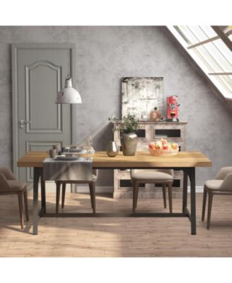 Dining Table for 8 People, 70.87-inch Rectangular Wood Kitchen Table with Strong Metal Frame